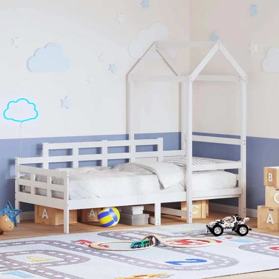VidaXL fehér tömör fenyőfa kanapéágy tetővel 90 x 200 cm