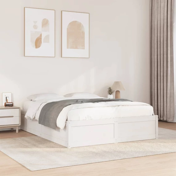 VidaXL fehér tömör fenyőfa ágy matrac nélkül 160 x 200 cm