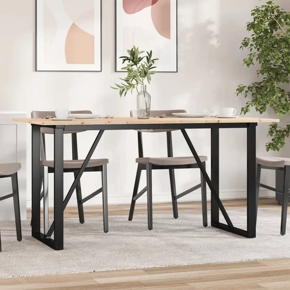 VidaXL tömör fenyőfa és öntöttvas étkezőasztal O-vázzal 140x80x75 cm