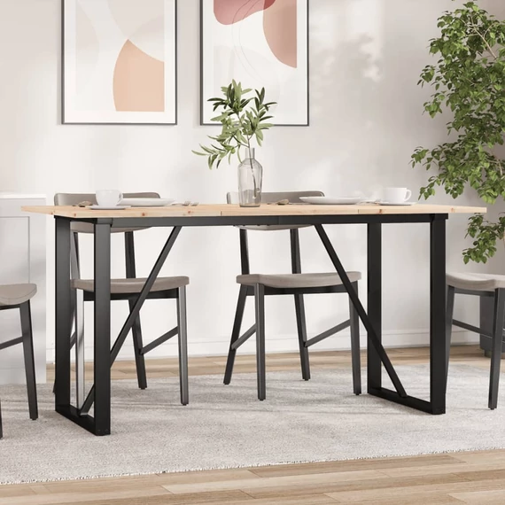 VidaXL tömör fenyőfa és öntöttvas étkezőasztal O-vázzal 160x80x75 cm
