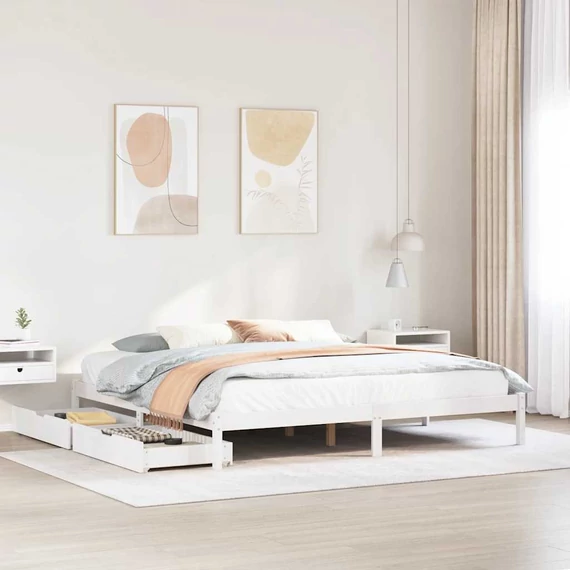 VidaXL fehér tömör fenyőfa ágy matrac nélkül 180 x 200 cm