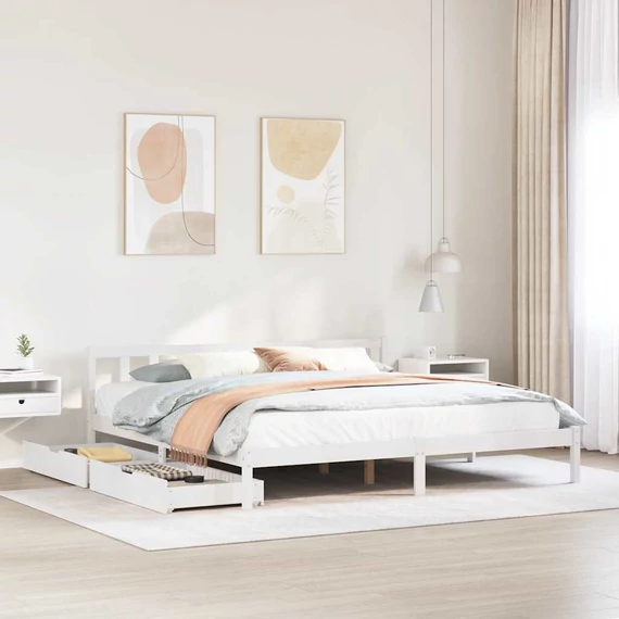 VidaXL fehér tömör fenyőfa ágy matrac nélkül 180 x 200 cm