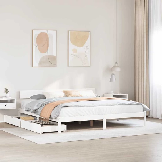 VidaXL fehér tömör fenyőfa ágy matrac nélkül 180 x 200 cm