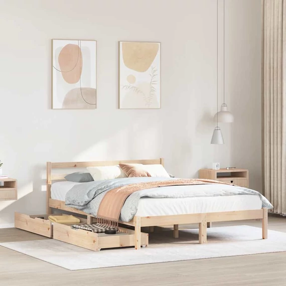 VidaXL tömör fenyőfa ágy matrac nélkül 160 x 200 cm