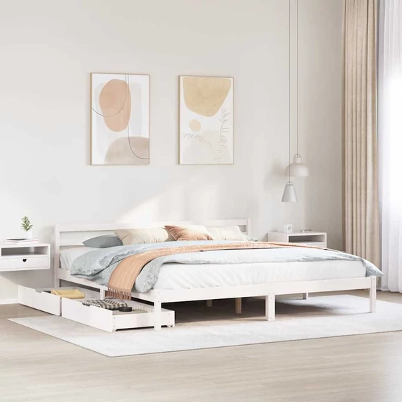VidaXL fehér tömör fenyőfa ágy matrac nélkül 180 x 200 cm