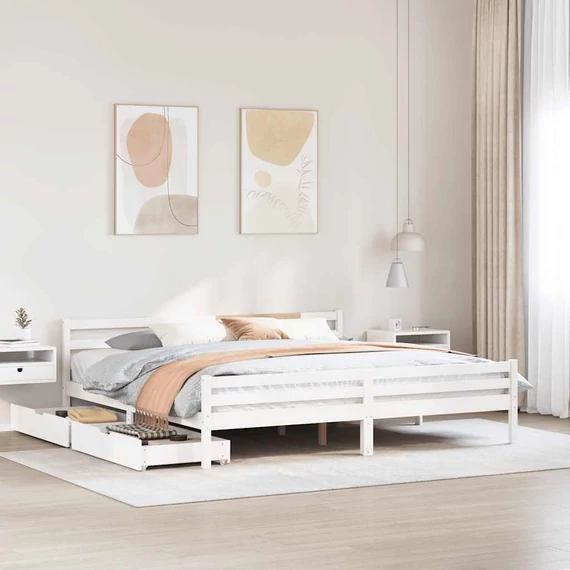 VidaXL fehér tömör fenyőfa ágy matrac nélkül 180 x 200 cm