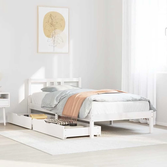 VidaXL fehér tömör fenyőfa ágy matrac nélkül 90 x 200 cm