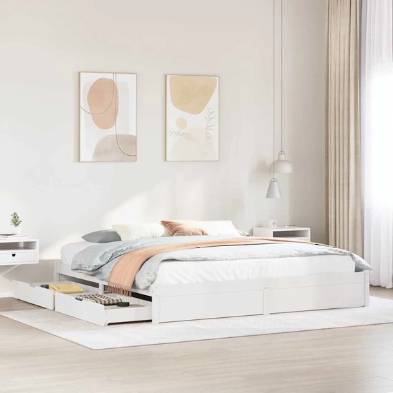VidaXL fehér tömör fenyőfa ágy matrac nélkül 180 x 200 cm