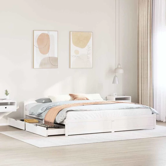 VidaXL fehér tömör fenyőfa ágy matrac nélkül 180 x 200 cm