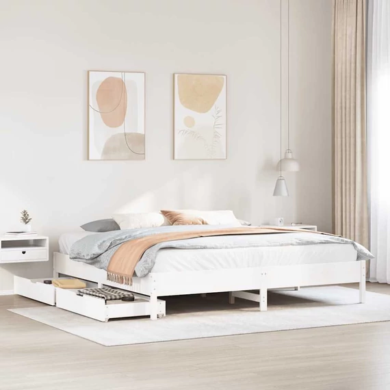 VidaXL fehér tömör fenyőfa ágy matrac nélkül 180 x 200 cm