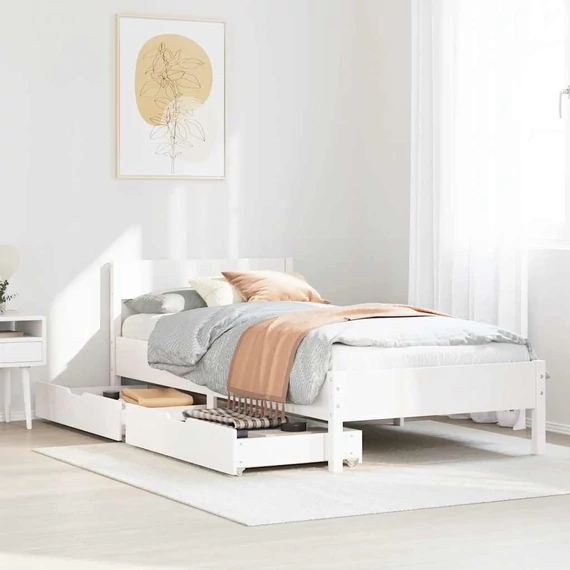 VidaXL fehér tömör fenyőfa ágy matrac nélkül 90 x 200 cm