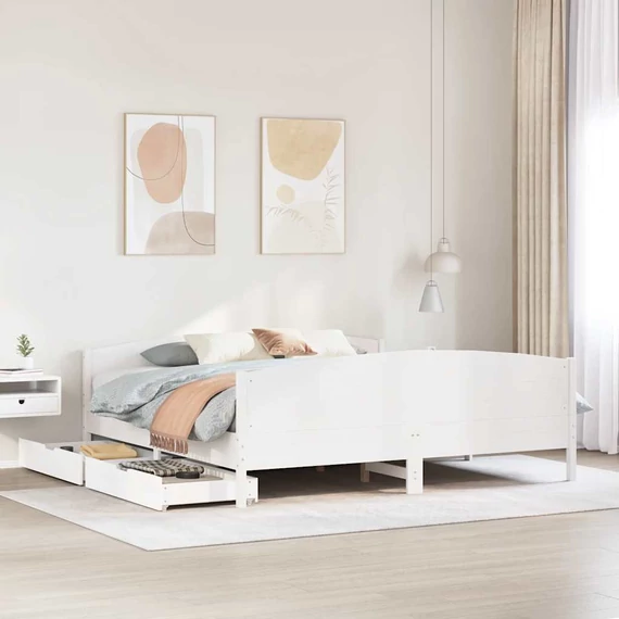 VidaXL fehér tömör fenyőfa ágy matrac nélkül 180 x 200 cm