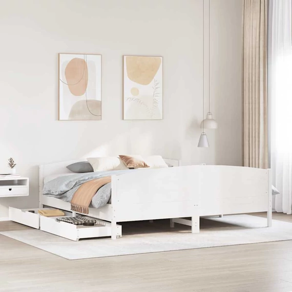 VidaXL fehér tömör fenyőfa ágy matrac nélkül 160 x 200 cm