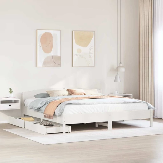 VidaXL fehér tömör fenyőfa ágy matrac nélkül 180 x 200 cm