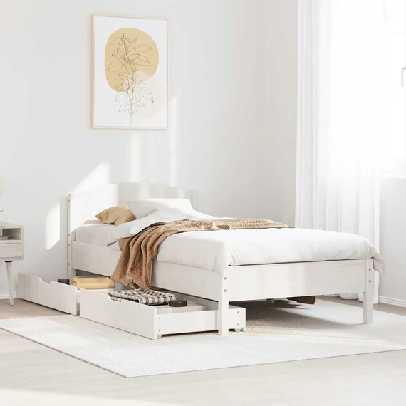 VidaXL fehér tömör fenyőfa ágy matrac nélkül 90 x 200 cm