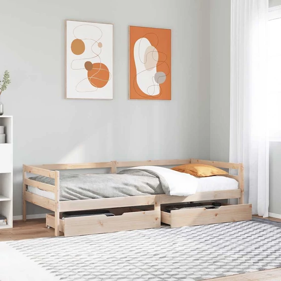 VidaXL tömör fenyőfa kanapéágy fiókkal 90 x 200 cm