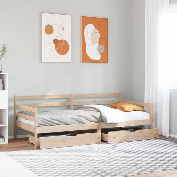 VidaXL tömör fenyőfa kanapéágy fiókkal 90 x 200 cm