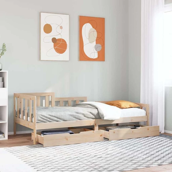 VidaXL tömör fenyőfa kanapéágy fiókkal 90 x 200 cm
