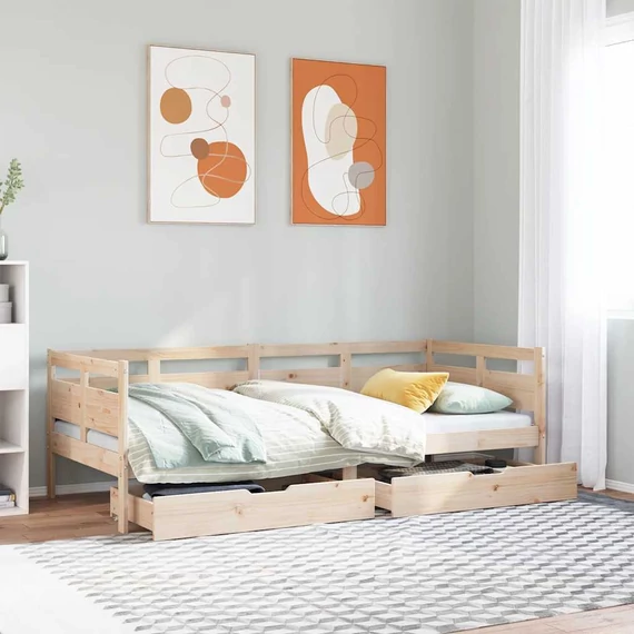 VidaXL tömör fenyőfa kanapéágy fiókkal 90 x 200 cm
