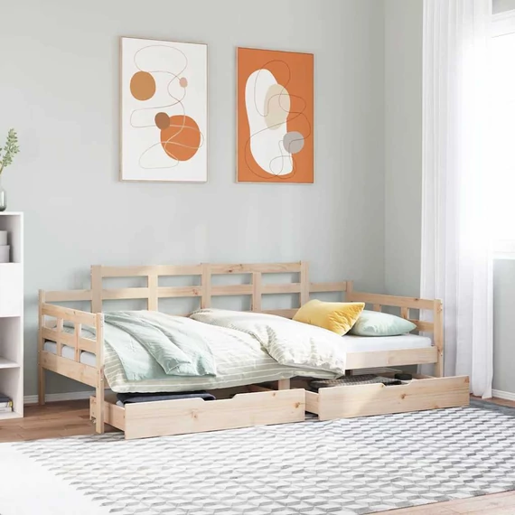 VidaXL tömör fenyőfa kanapéágy fiókkal 90 x 200 cm
