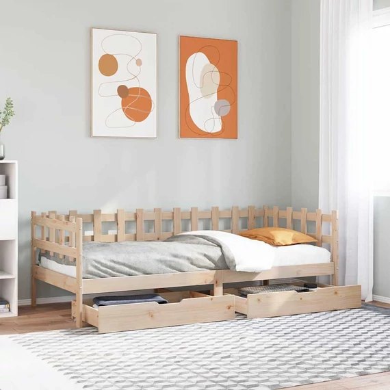 VidaXL tömör fenyőfa kanapéágy fiókkal 90 x 200 cm