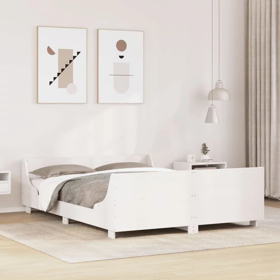 VidaXL fehér tömör fenyőfa ágy matrac nélkül 160 x 200 cm