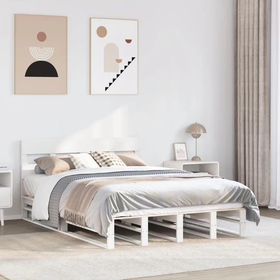VidaXL fehér tömör fenyőfa ágy matrac nélkül 160 x 200 cm