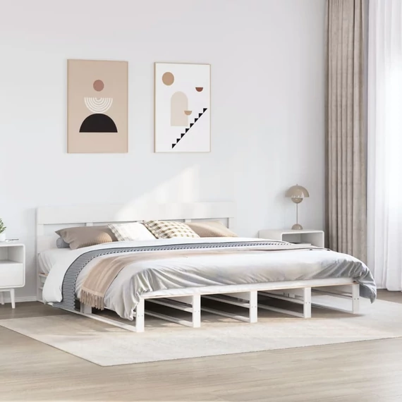 VidaXL fehér tömör fenyőfa ágy matrac nélkül 180 x 200 cm