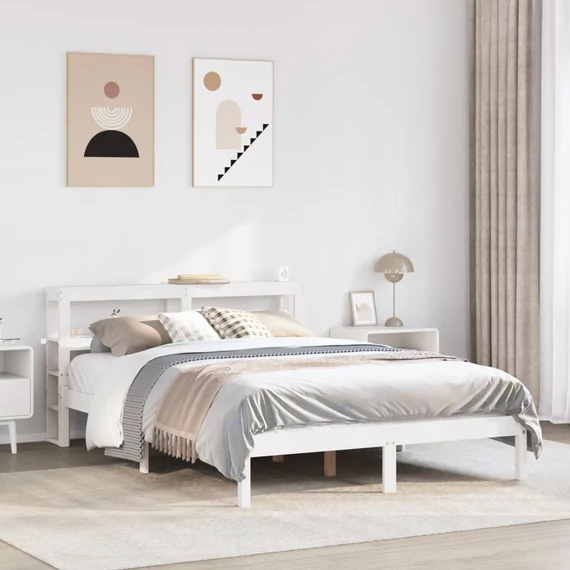 VidaXL fehér tömör fenyőfa ágy matrac nélkül 140 x 200 cm