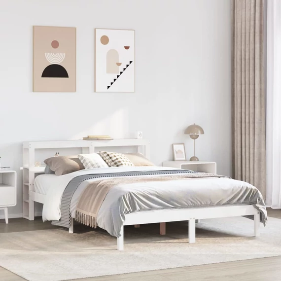 VidaXL fehér tömör fenyőfa ágy matrac nélkül 160 x 200 cm