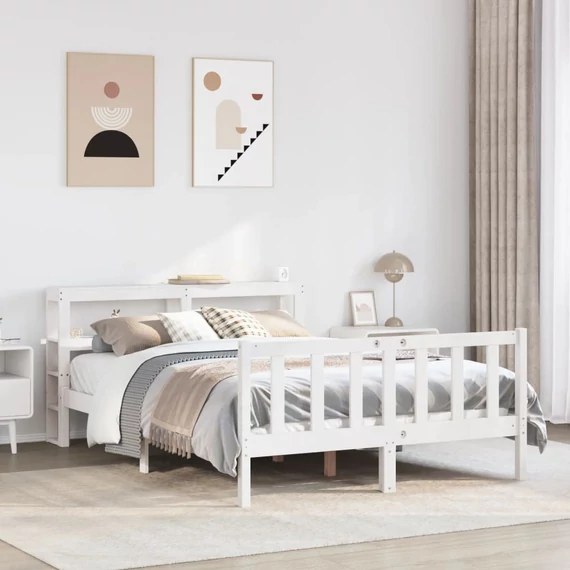 VidaXL fehér tömör fenyőfa ágy matrac nélkül 140 x 200 cm