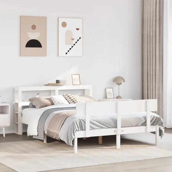 VidaXL fehér tömör fenyőfa ágy matrac nélkül 140 x 200 cm