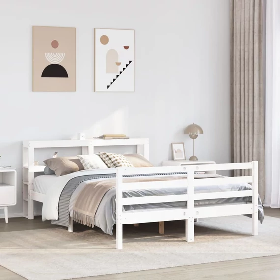 VidaXL fehér tömör fenyőfa ágy matrac nélkül 160 x 200 cm