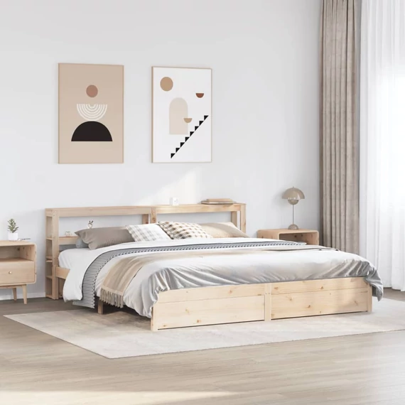 VidaXL tömör fenyőfa ágykeret fejtámlával 180 x 200 cm