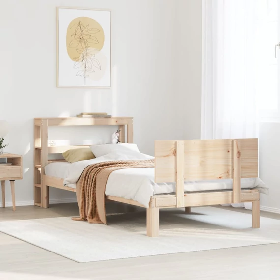 VidaXL tömör fenyőfa ágykeret fejtámlával 90 x 200 cm