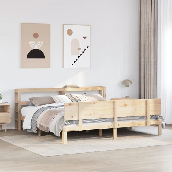 VidaXL tömör fenyőfa ágykeret fejtámlával 180 x 200 cm