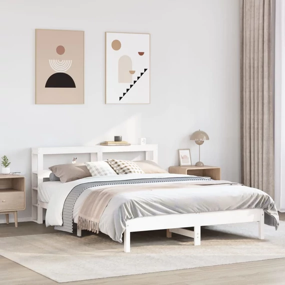 VidaXL fehér tömör fenyőfa ágy matrac nélkül 160 x 200 cm