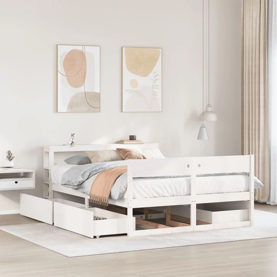VidaXL fehér tömör fenyőfa ágy matrac nélkül 140 x 200 cm