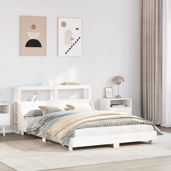 VidaXL fehér tömör fenyőfa ágy matrac nélkül 160 x 200 cm