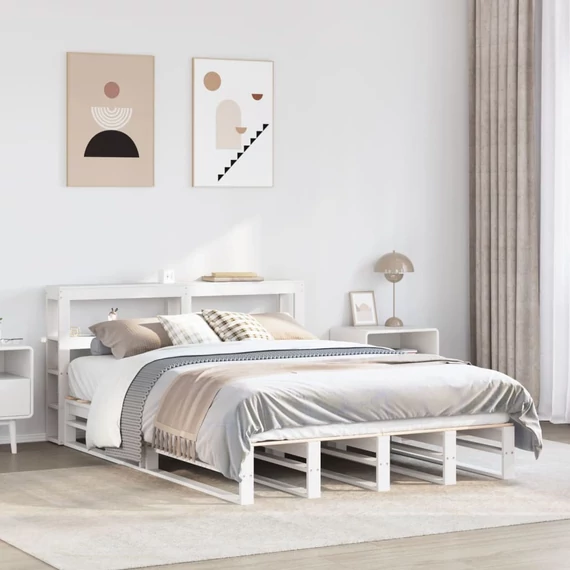 VidaXL fehér tömör fenyőfa ágy matrac nélkül 140 x 200 cm