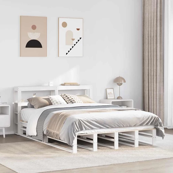 VidaXL fehér tömör fenyőfa ágy matrac nélkül 160 x 200 cm