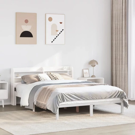 VidaXL fehér tömör fenyőfa ágy matrac nélkül 140 x 200 cm