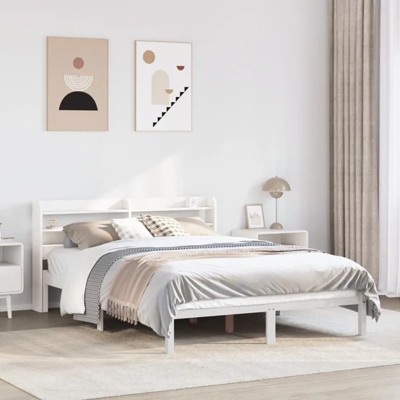 VidaXL fehér tömör fenyőfa ágy matrac nélkül 160 x 200 cm