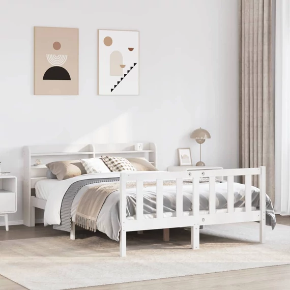 VidaXL fehér tömör fenyőfa ágy matrac nélkül 140 x 200 cm