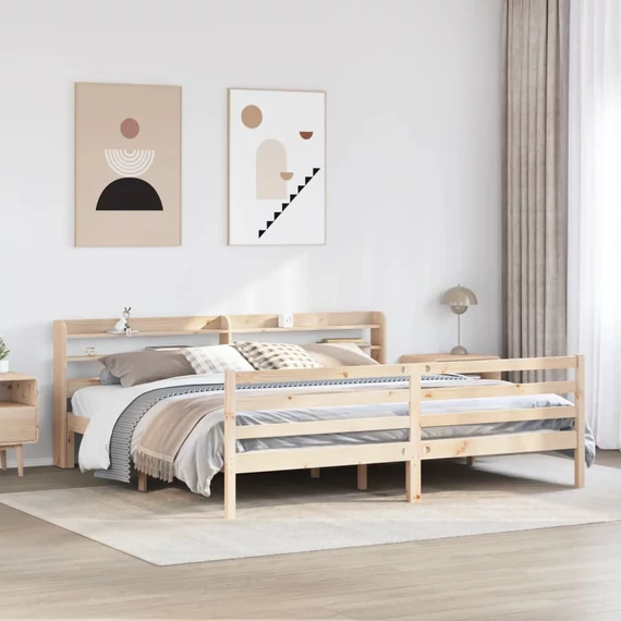 VidaXL tömör fenyőfa ágykeret fejtámlával 180 x 200 cm