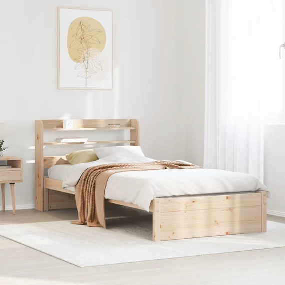 VidaXL tömör fenyőfa ágykeret fejtámlával 90 x 200 cm