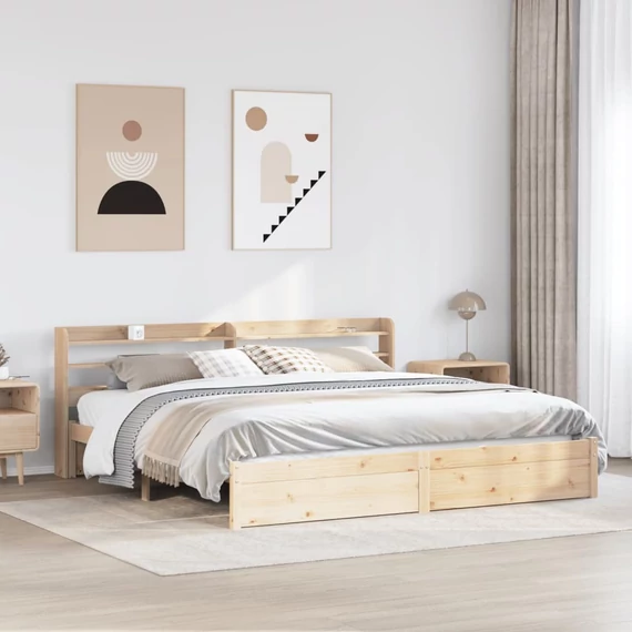 VidaXL tömör fenyőfa ágykeret fejtámlával 180 x 200 cm