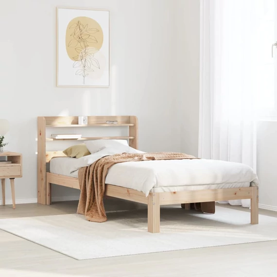 VidaXL tömör fenyőfa ágykeret fejtámlával 90 x 200 cm