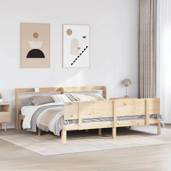 VidaXL tömör fenyőfa ágykeret fejtámlával 180 x 200 cm