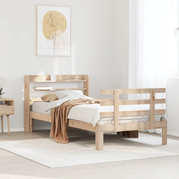 VidaXL tömör fenyőfa ágykeret fejtámlával 90 x 200 cm